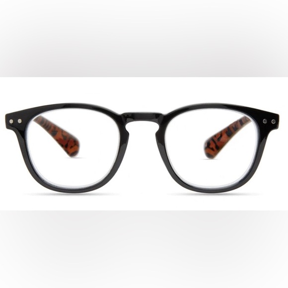 RZ By Rachel Zoe Leah Reading Glasses +2.0 NIB Tortoise Shell & Black with Case - Picture 2 of 5
